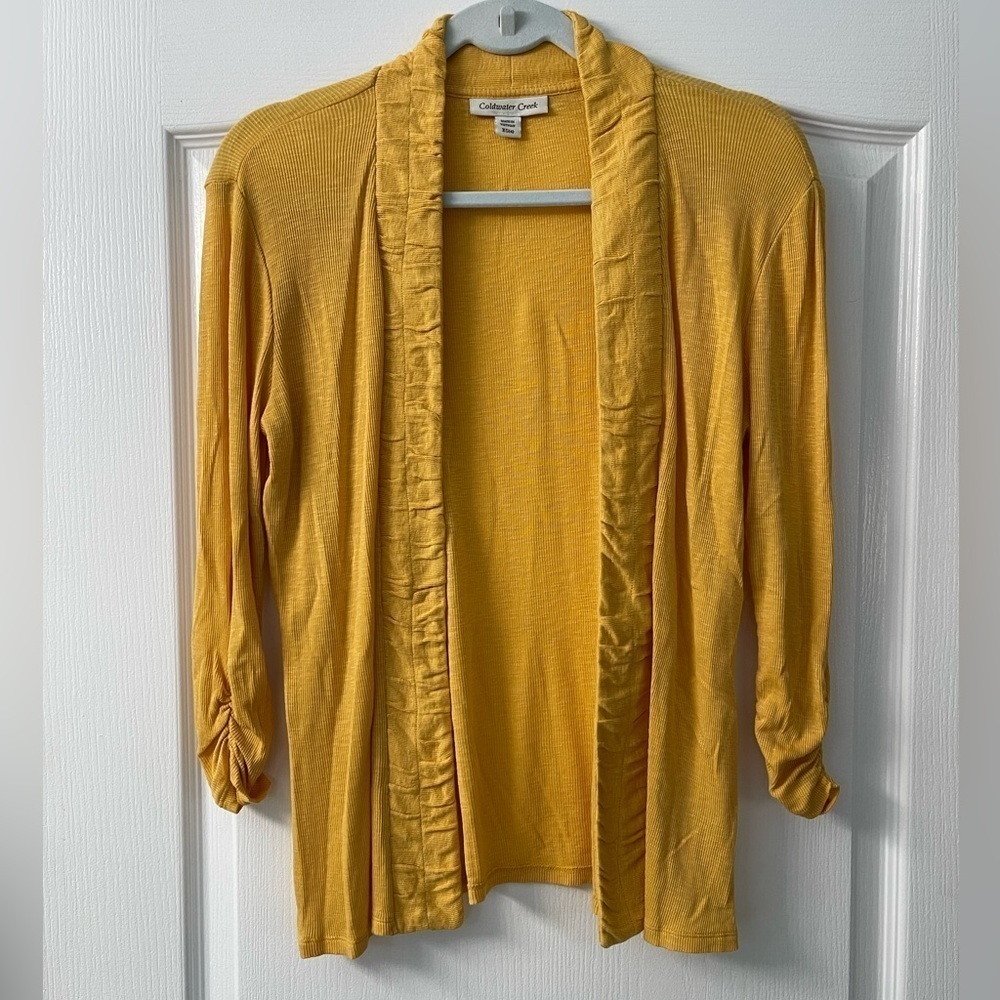 Coldwater Creek Yellow Open Ribbed Cardigan
